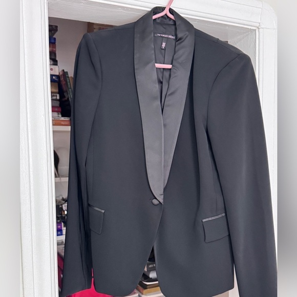 🥂Elegant Vintage Ladies Victoria’s Secret Black Tuxedo Style Suit Jacket Size 12 - Picture 2 of 16